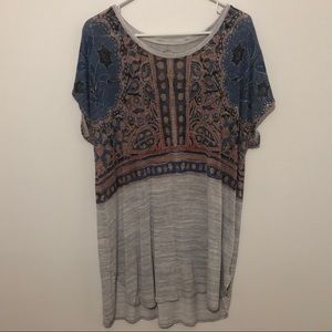 Lucky brand boho indigo gray tunic 2X